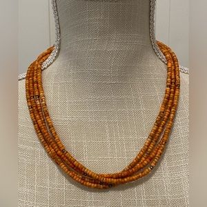 Sterling 4 Strand Sponge Coral Necklace